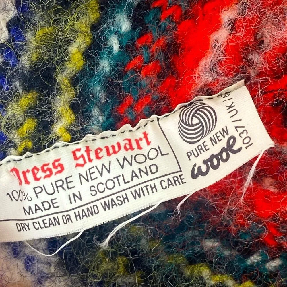 Vintage Tress Stewart Multicolor 100% Pure New Wool Knit Beret Made in Scotlands - Picture 4 of 8